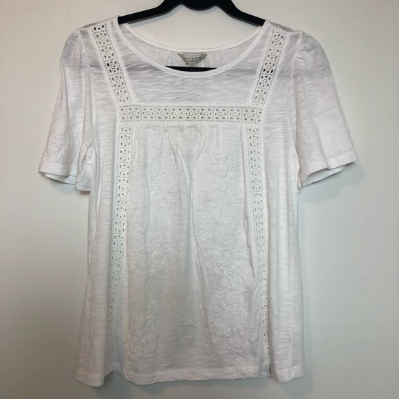 Lucky Brand short sleeve white top size xs - Picture 2 of 8